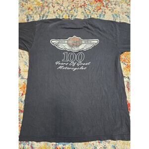 THRASHED Vintage Y2k Harley Davidson Motorcycles 100 Years Graphic T-Shirt Sz XL